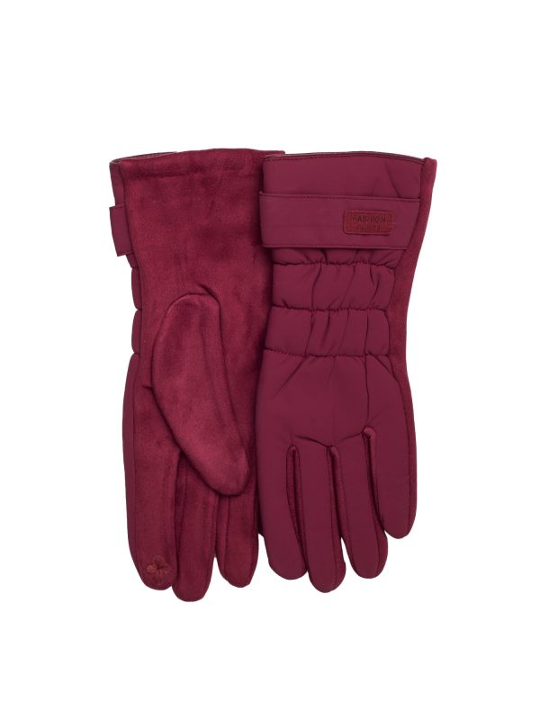 Hurtownia Bordowe rękawiczki na zimę dotykowe