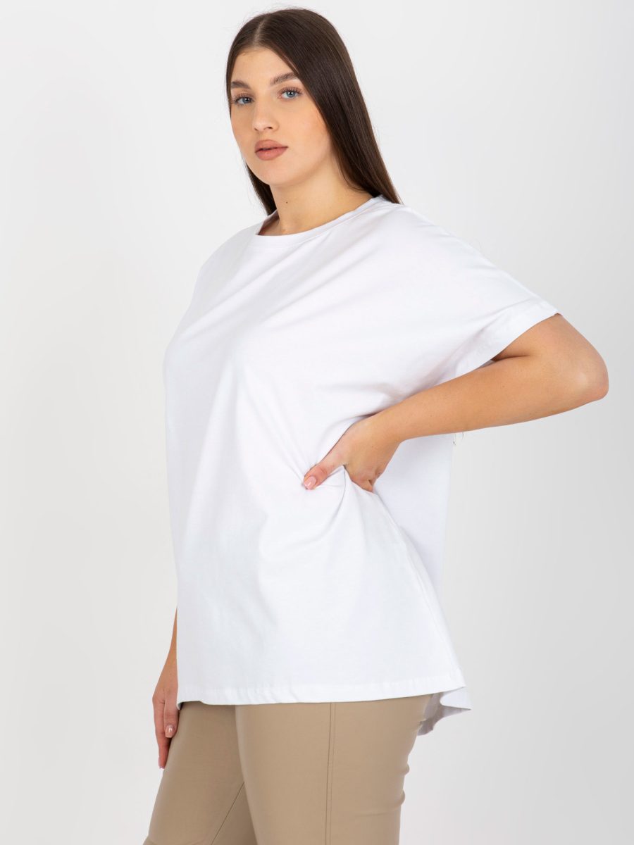 Hurtownia Biały damski t-shirt basic plus size