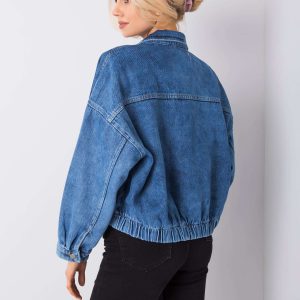 Cumpărați cu jachetă ridicolă din denim cu fermoar chihlimbar Jule RUE PARIS