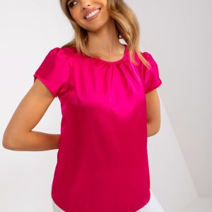 Comert cu ridicata Bluza cu maneca scurta fuchsia RUE PARIS