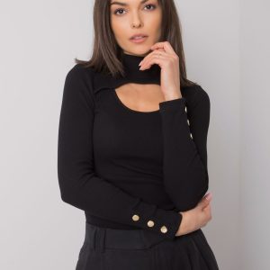 Comert cu ridicata Bluza neagra cu desupaj Attale