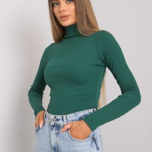 Comert cu ridicata Bluza verde inchis cu guler in dungi Elisee RUE PARIS