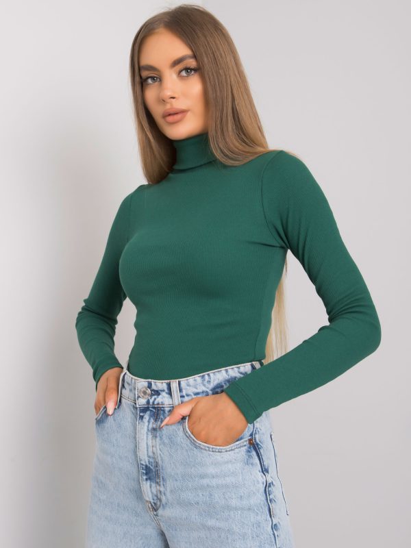 Comert cu ridicata Bluza verde inchis cu guler in dungi Elisee RUE PARIS