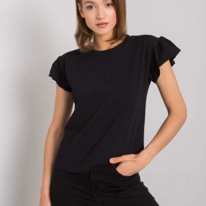 Bluza ridicata Ansley RUE PARIS din bumbac negru