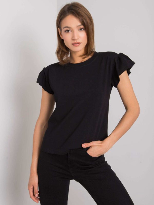 Bluza ridicata Ansley RUE PARIS din bumbac negru