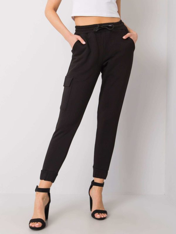 Comert cu ridicata Pantaloni de antrenament negri Eileen RUE PARIS