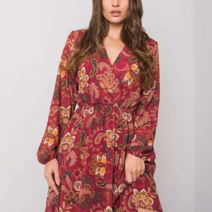 Comerț cu ridicolul Rochie burgundia cu modelul Yanika RUE PARIS