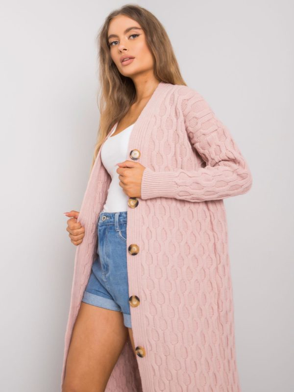 Comert with ridicata Cardigan lung roz ruginit Ulyana RUE PARIS