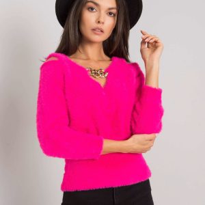 Pulover cu ridicata Fuchsia cu curea Leandre RUE PARIS