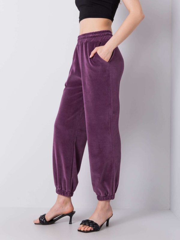 Comert cu ridicata Mariah RUE PARIS Pantaloni Antrenament Violet Velour