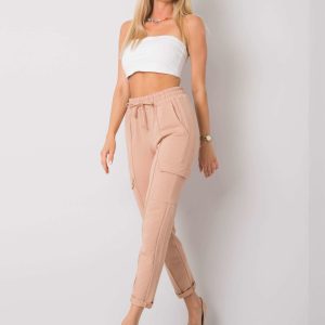 Comert cu ridicata Pantaloni de antrenament Camel cu pliuri Despina RUE PARIS