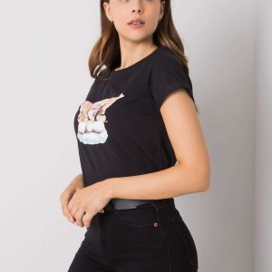 Cumpără cu tricou negru ridicol cu imprimeu Ibbie RUE PARIS