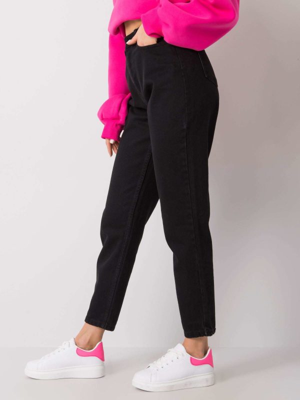 Comert cu ridicata Blugi negre mom fit Berry RUE PARIS