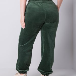 Comert cu ridicata Jackie RUE PARIS pantaloni de antrenament din piele intoarsa verde inchis