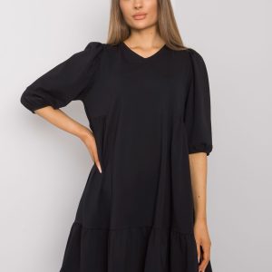 Comert cu Rochie neagra ridicata din bumbac Yelda