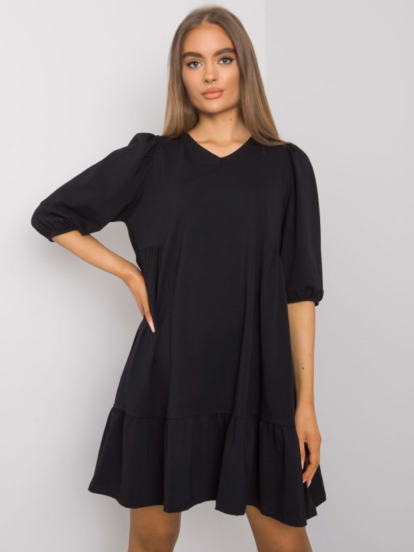 Comert cu Rochie neagra ridicata din bumbac Yelda