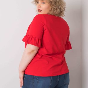 Bluza comert cu ridicata Yareli bumbac rosu plus size