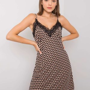 Comert cu ridicata Rochie bej si negru cu model Emeline RUE PARIS