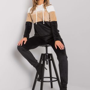 Comért avec ridicata Set de velur integral negru cu pantaloni Dilva RUE PARIS