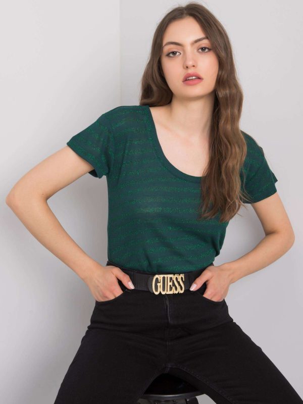 Cumpărați cu Tricou ridicol cu dungi inchis verde Alexa RUE PARIS