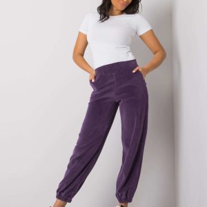 Comert cu ridicata Pantaloni de antrenament din velur violet Shefali RUE PARIS