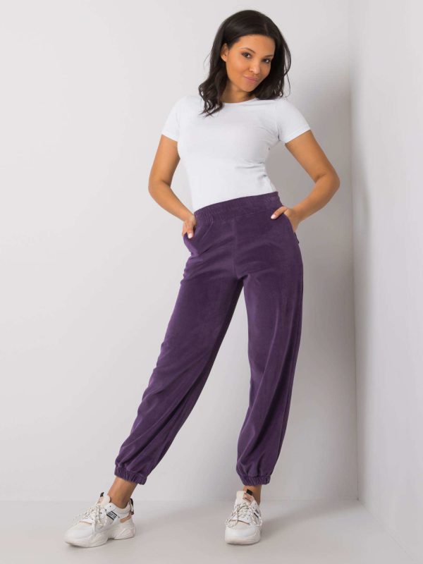 Comert cu ridicata Pantaloni de antrenament din velur violet Shefali RUE PARIS