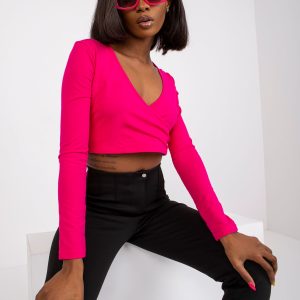 Comert cu ridicata Bluza fuchsia cu decolteu brodat Paola RUE PARIS