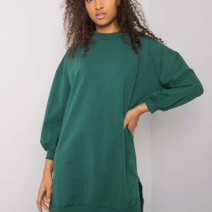 Mănâncă cu rochie de bumbac verde închis Maretta RUE PARIS