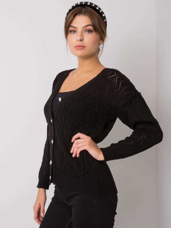 Comert cu ridicata Cardigan negru cu nasturtiu Gregoire RUE PARIS