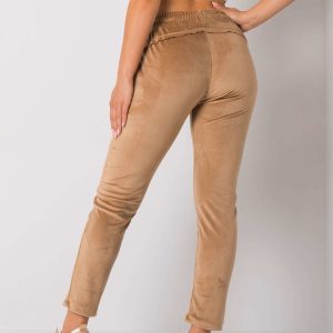 Cumpărați cu pantaloni ridicoli din piele de căprioară Camel Juanita RUE PARIS