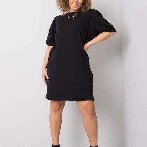 Comert cu ridicata Jasmine Black Plus Dimensiune bumbac mini rochie