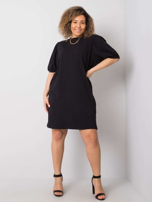 Comert cu ridicata Jasmine Black Plus Dimensiune bumbac mini rochie