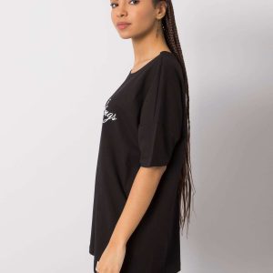 Magazin cu Tricou negru ridicol cu inscripție Layla RUE PARIS