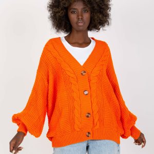 Comert cu ridicata Cardigan oversize portocaliu cald RUE PARIS