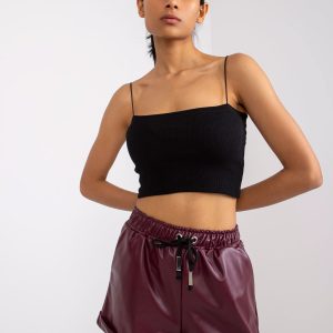 Top crop top negru cu dungy Aria RUE PARIS