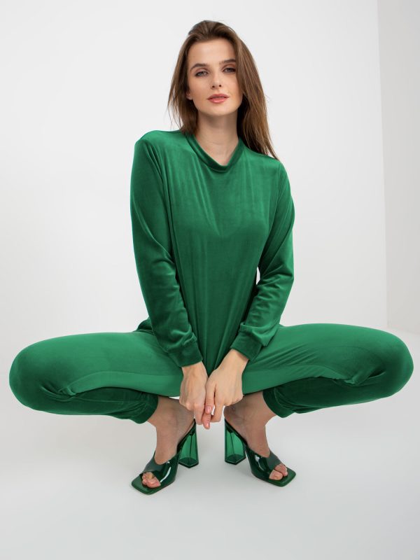 Cumpărați cu un set ridicol din velur verde pentru femei cu hanorac Brenda RUE PARIS