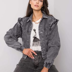 Comert cu tricou scurt din denim gri inchis Neves RUE PARIS