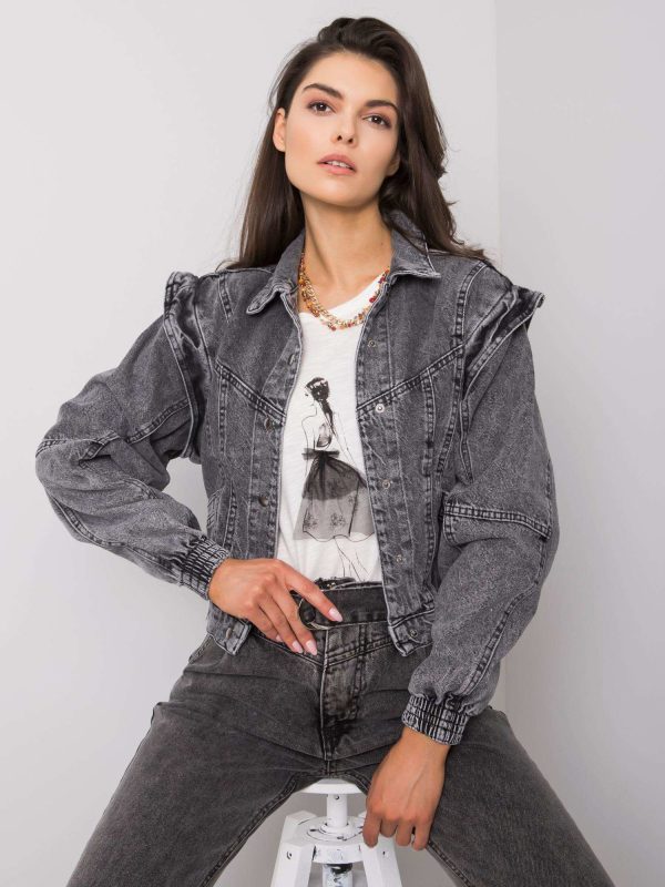 Comert cu tricou scurt din denim gri inchis Neves RUE PARIS