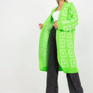 Cardigan lung supradimensionat verde fluo RUE PARIS