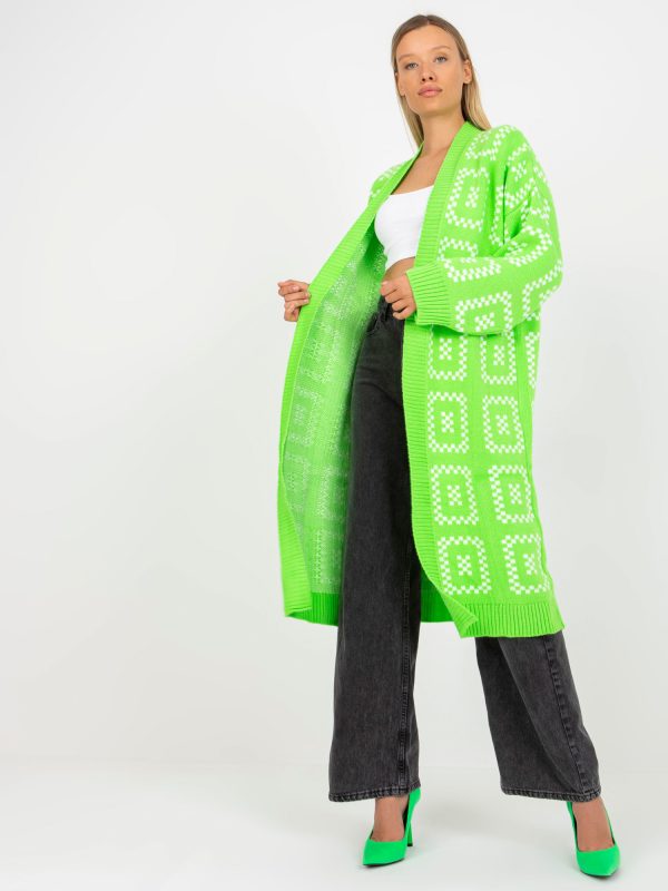 Cardigan lung supradimensionat verde fluo RUE PARIS