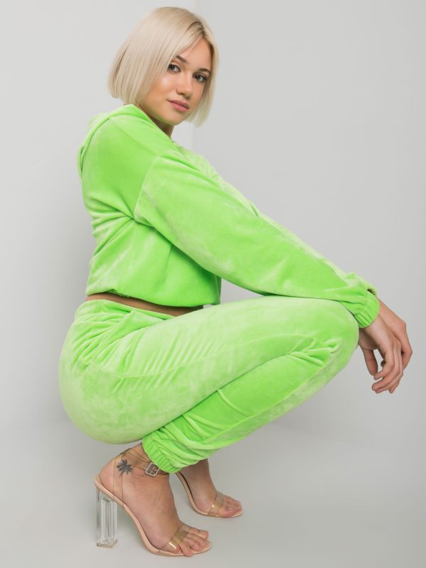 Comert cu ridicol Set de două piese verde neon cu velur Milano RUE PARIS