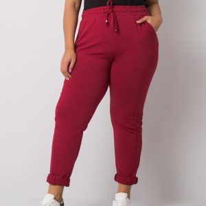 Cumpărați cu pantaloni de trening ridicoli de culoare burgundă plus size Alva