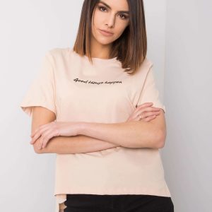 Comert cu tricou ridicat din bomac piersic Kaylee RUE PARIS