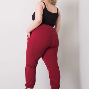 Comert cu ridicata Pantaloni de antrenament Burgundy marimi mari cu volane Ainhoa