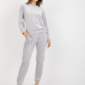 Set de velur gri deschis cu pantaloni Brenda RUE PARIS