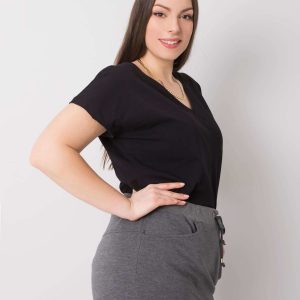 Cumpărați cu tricot ridicol Cassie Plus Size Negru cu gât în V