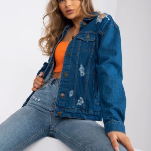 Cumpărați cu jachetă ridicolă din denim chihlimbar cu găuri RUE PARIS