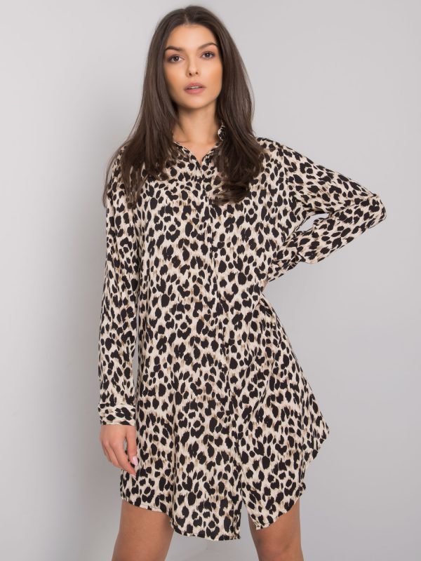 Cumpără cu rochie ridicolă leopard negru și bej Dallas RUE PARIS