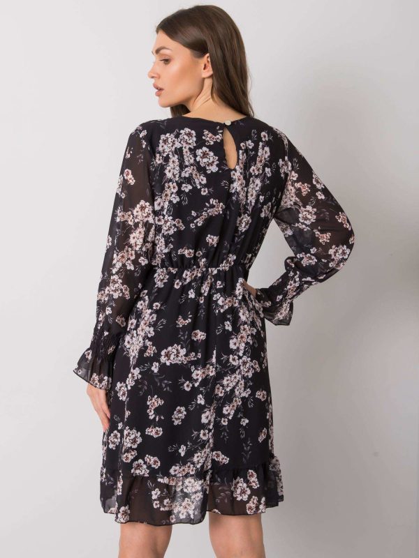 Cumpără cu ridicola Rochie neagra cu imprimeu floral Tamila RUE PARIS