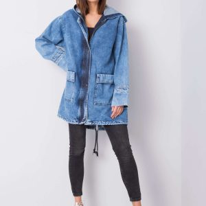 Comert cu ridicata Geacă albastră din denim cu gluga Ellison RUE PARIS